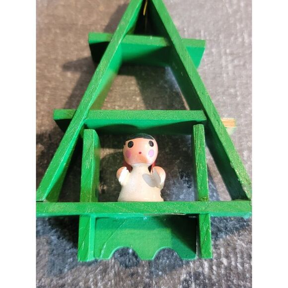 Wooden tree angel cherub ornament Xmas decor - Picture 2 of 5